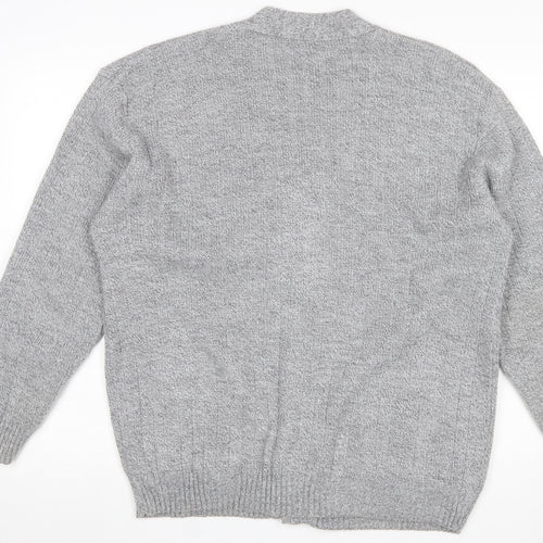 Bellisimo Men's Grey Acrylic V-Neck Button Cardigan XL