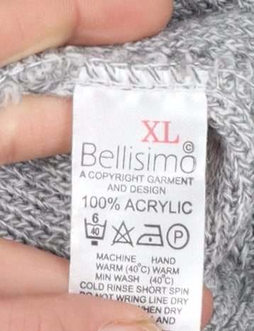 Bellisimo Men's Grey Acrylic V-Neck Button Cardigan XL