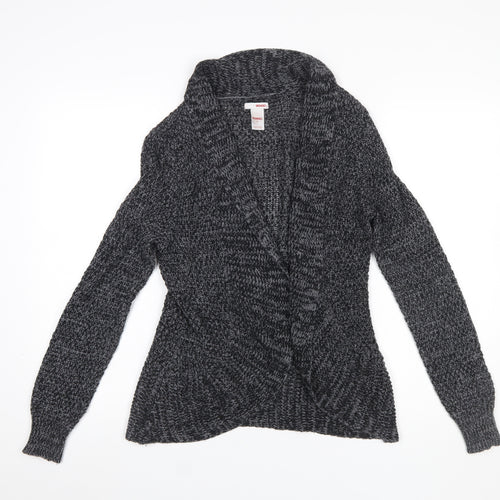 Bongo Womens Grey Chunky Knit Open Cardigan Size M