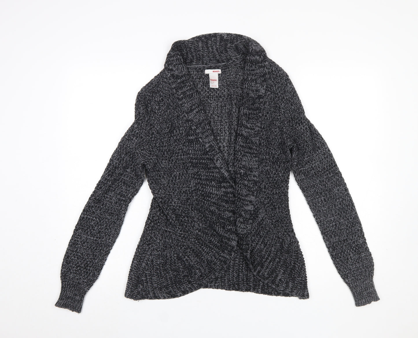 Bongo Womens Grey Chunky Knit Open Cardigan Size M
