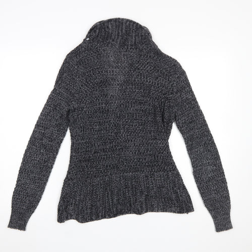 Bongo Womens Grey Chunky Knit Open Cardigan Size M