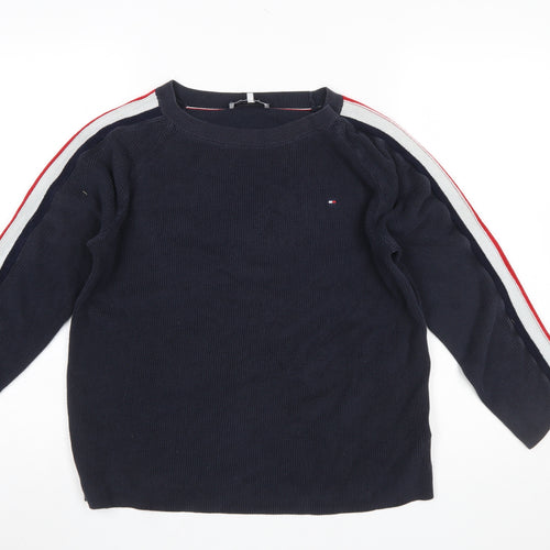 Tommy Hilfiger Women's Blue Cotton Crew Neck Jumper M