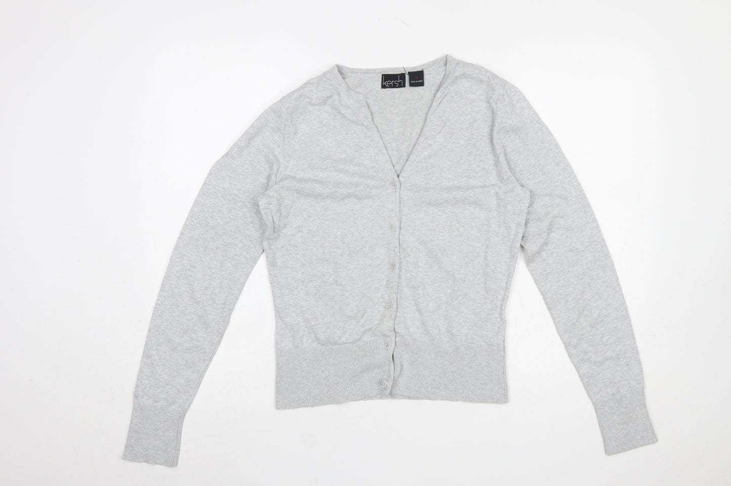 Kersh Women's Grey V-Neck Button Cardigan Knit M