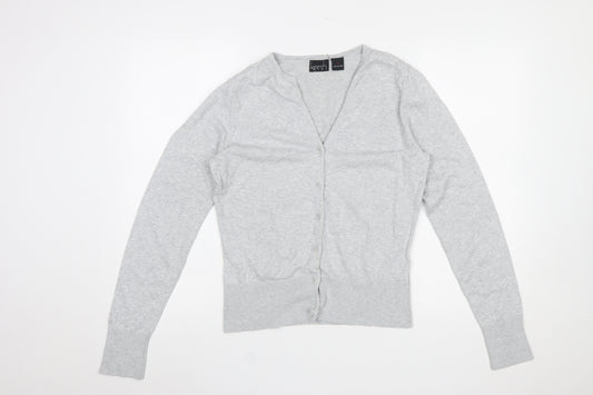 Kersh Women's Grey V-Neck Button Cardigan Knit M