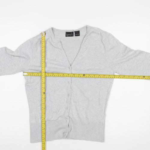 Kersh Women's Grey V-Neck Button Cardigan Knit M