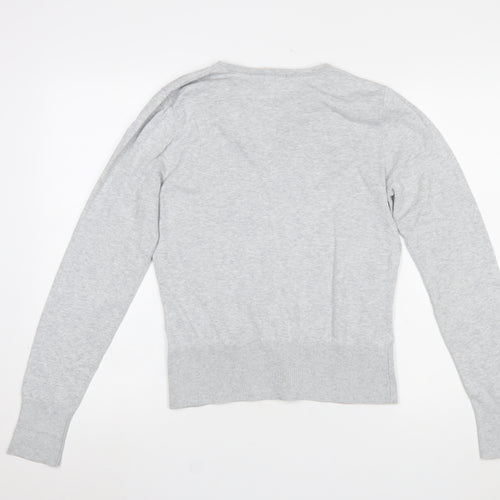 Kersh Women's Grey V-Neck Button Cardigan Knit M