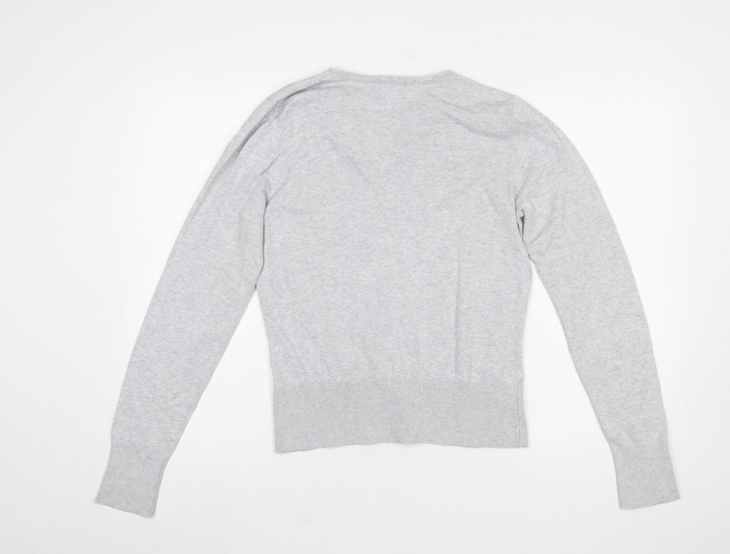 Kersh Women's Grey V-Neck Button Cardigan Knit M