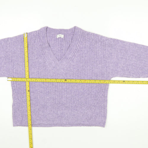 MNG Women Purple V-Neck Knit Pullover Jumper Size M