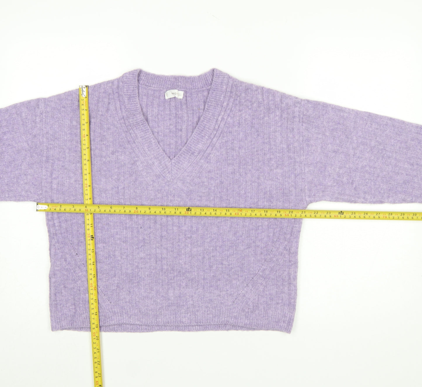 MNG Women Purple V-Neck Knit Pullover Jumper Size M