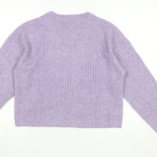 MNG Women Purple V-Neck Knit Pullover Jumper Size M