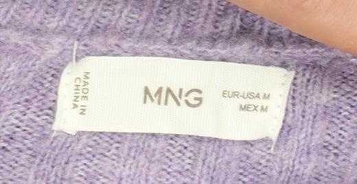 MNG Women Purple V-Neck Knit Pullover Jumper Size M