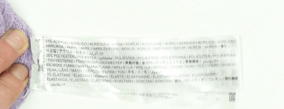 MNG Women Purple V-Neck Knit Pullover Jumper Size M