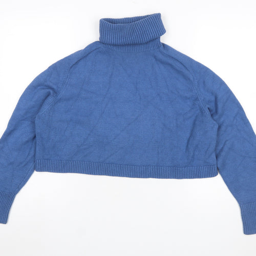 Zara Women Blue Roll Neck Long Sleeve Knit Pullover Jumper Size 12