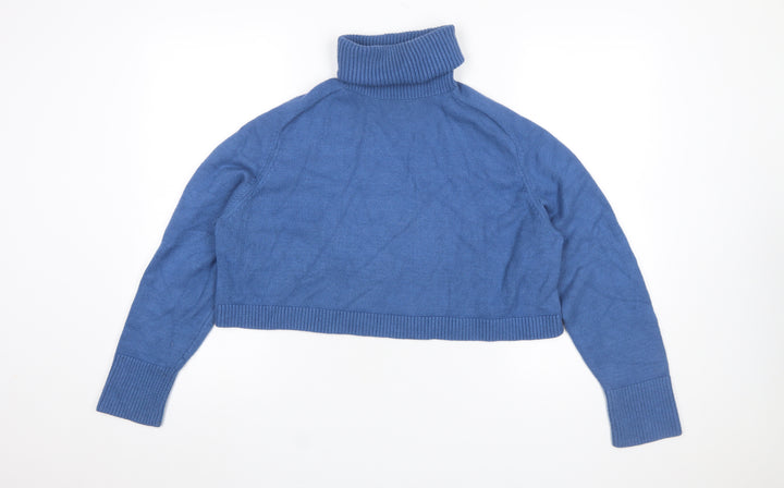 Zara Women Blue Roll Neck Long Sleeve Knit Pullover Jumper Size 12