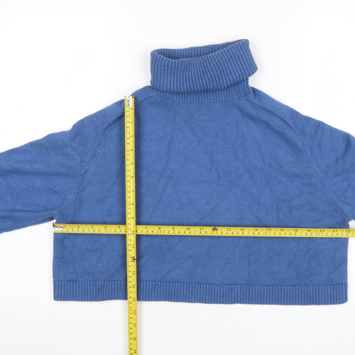 Zara Women Blue Roll Neck Long Sleeve Knit Pullover Jumper Size 12