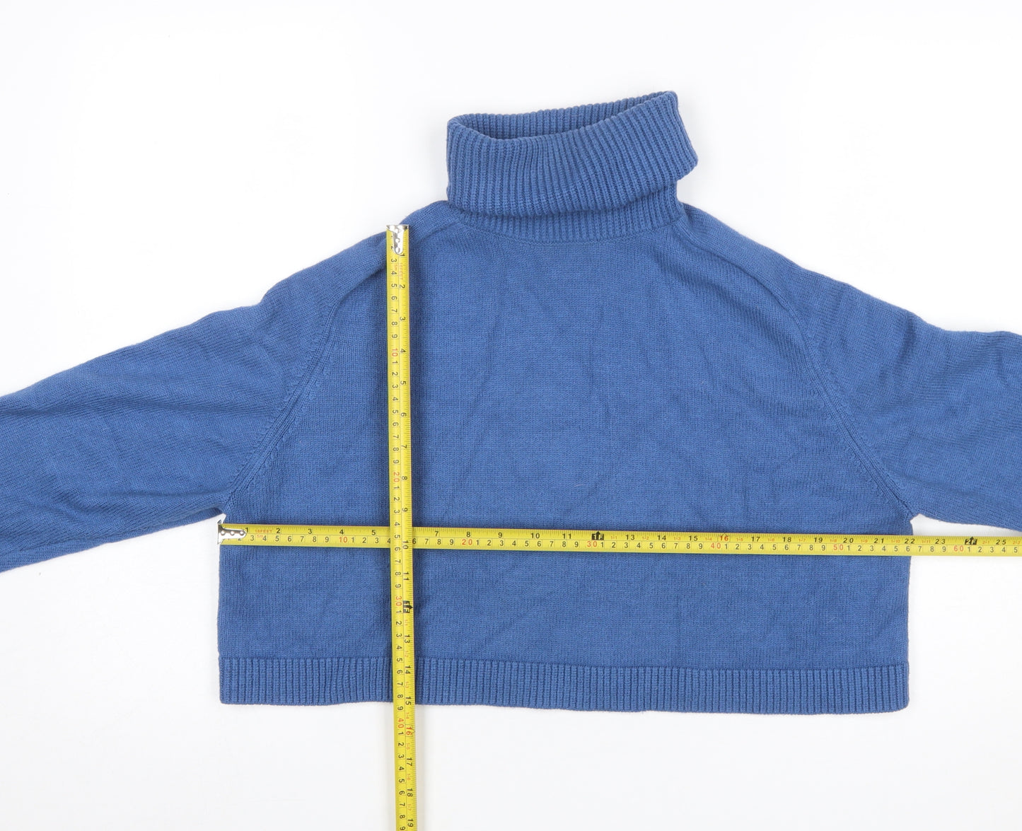 Zara Women Blue Roll Neck Long Sleeve Knit Pullover Jumper Size 12