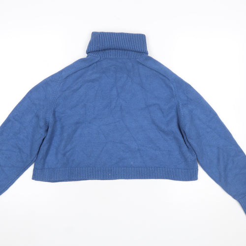 Zara Women Blue Roll Neck Long Sleeve Knit Pullover Jumper Size 12