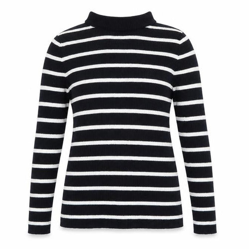 Marks and Spencer Women Blue Striped Mock Neck Jumper Size 10