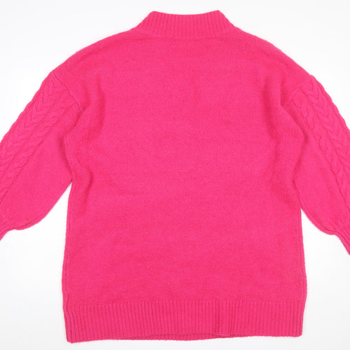 Brave Soul Women’s Pink Cable-Knit V-Neck Jumper Size L