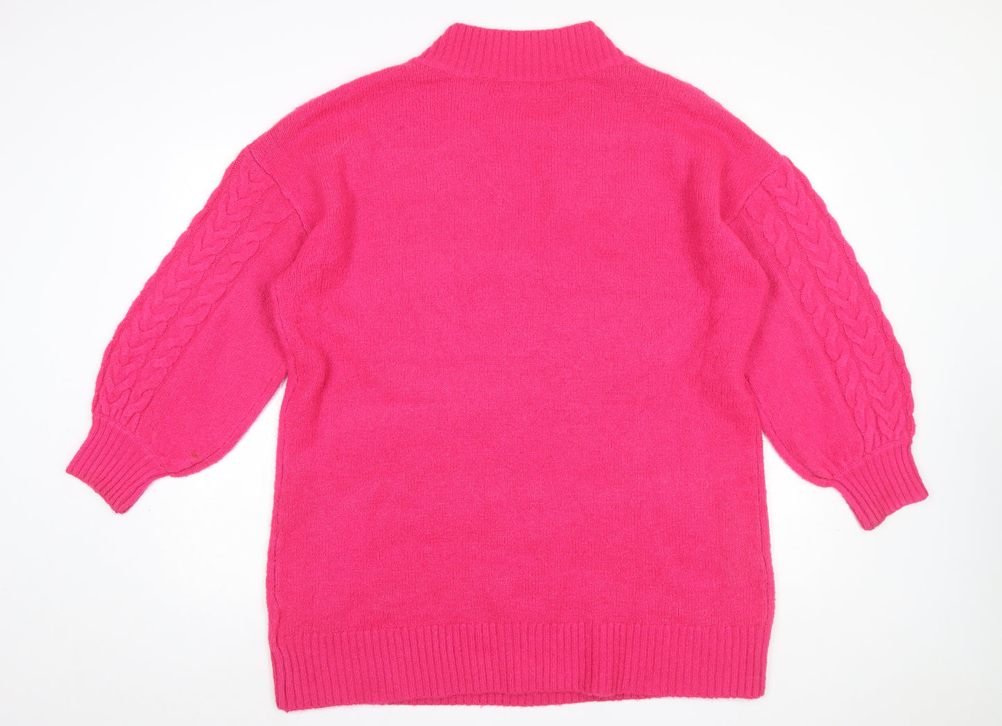 Brave Soul Women’s Pink Cable-Knit V-Neck Jumper Size L