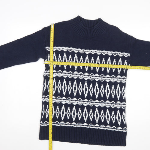Fat Face Women's Blue Geometric Knit Pullover Jumper Size 10