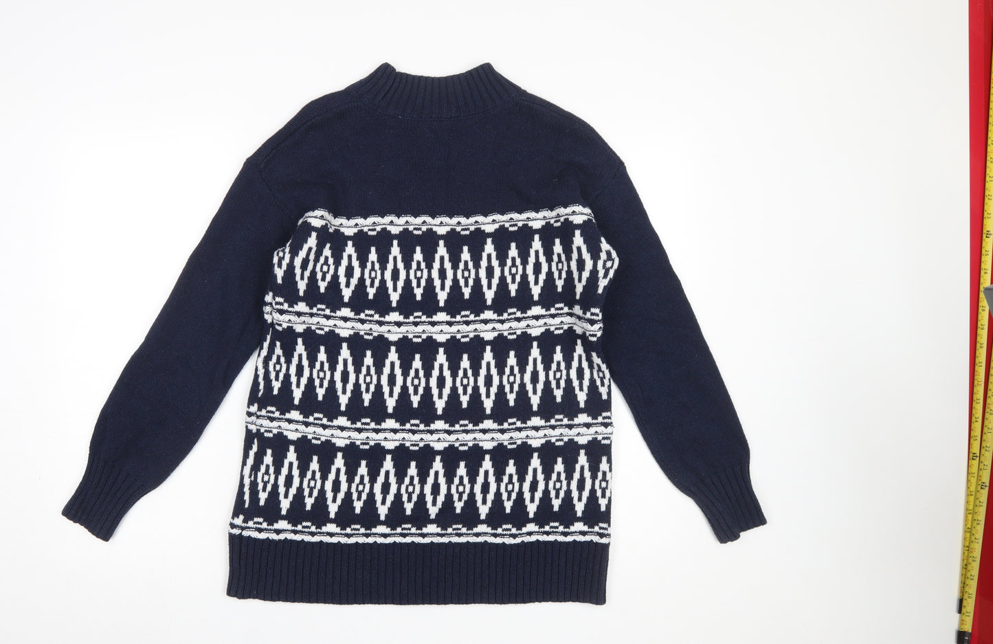 Fat Face Women's Blue Geometric Knit Pullover Jumper Size 10