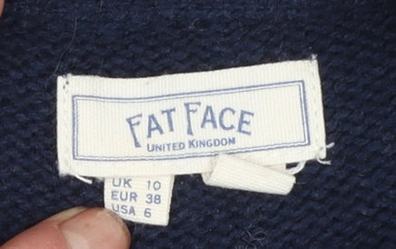 Fat Face Women's Blue Geometric Knit Pullover Jumper Size 10