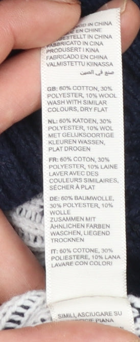 Fat Face Women's Blue Geometric Knit Pullover Jumper Size 10