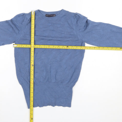 Marks and Spencer Women's Blue Knit Crew Neck Pullover Jumper Size S