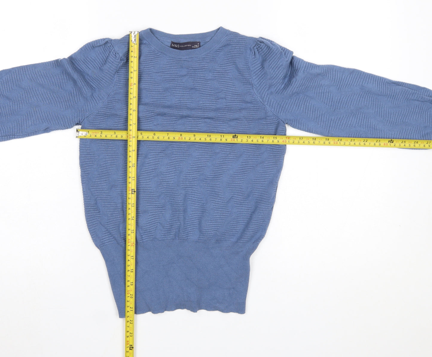 Marks and Spencer Women's Blue Knit Crew Neck Pullover Jumper Size S