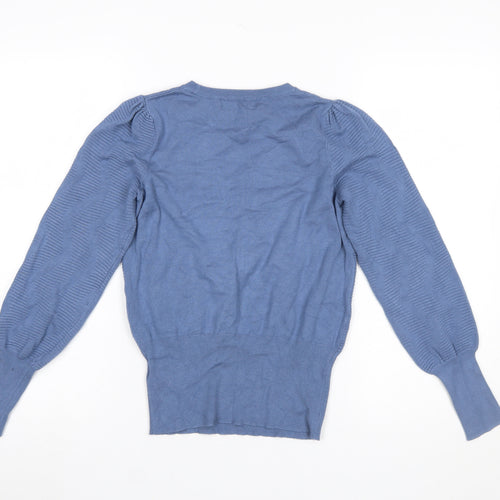 Marks and Spencer Women's Blue Knit Crew Neck Pullover Jumper Size S