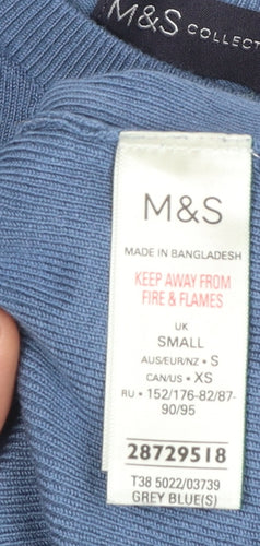 Marks and Spencer Women's Blue Knit Crew Neck Pullover Jumper Size S