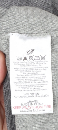 Gio-Goi Mens Grey Striped Cotton Crew Neck Pullover Jumper Large