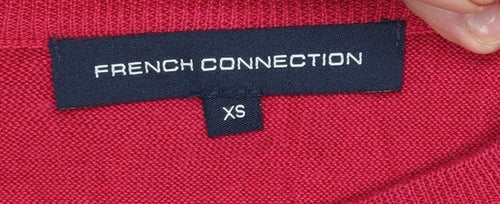 French Connection Women's Red Lace Knit Pullover Jumper XS