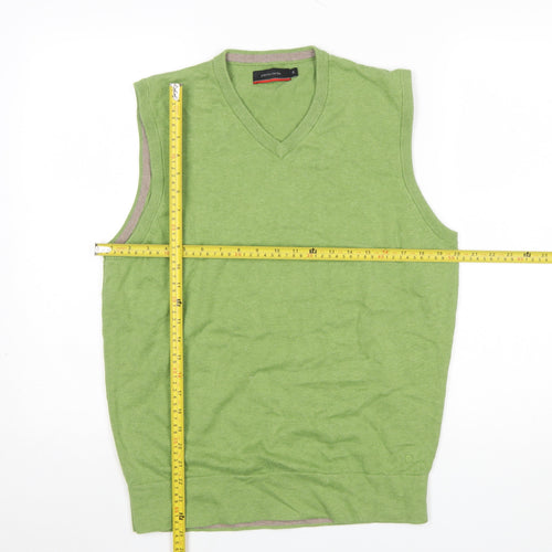 Pierre Cardin Men's Green Cotton V-Neck Sleeveless Vest Jumper Size S
