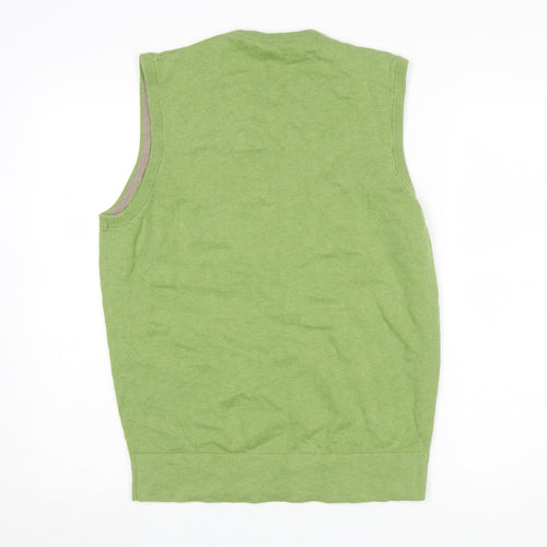 Pierre Cardin Men's Green Cotton V-Neck Sleeveless Vest Jumper Size S