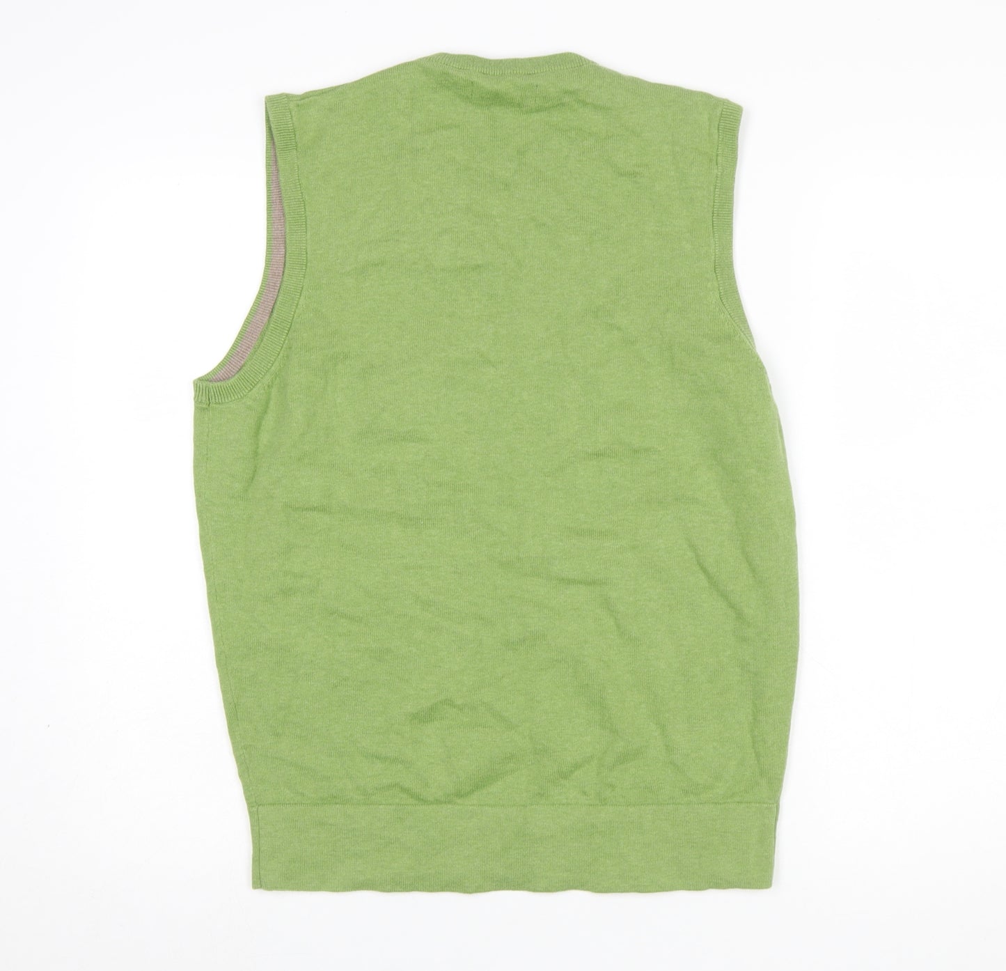Pierre Cardin Men's Green Cotton V-Neck Sleeveless Vest Jumper Size S