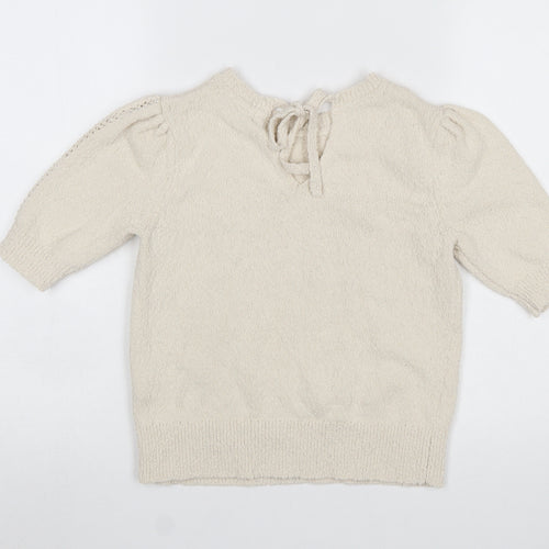 Marks and Spencer Women Beige XS Puff Sleeve Knit Jumper
