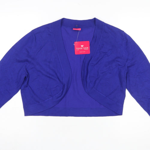 Together Women's Blue 3/4 Sleeve Viscose Cardigan Size 18