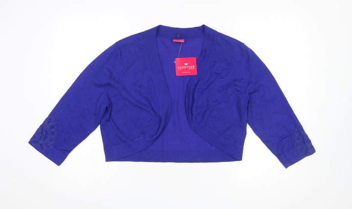 Together Women's Blue 3/4 Sleeve Viscose Cardigan Size 18