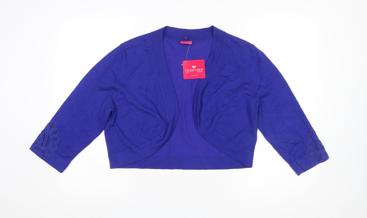 Together Women's Blue 3/4 Sleeve Viscose Cardigan Size 18