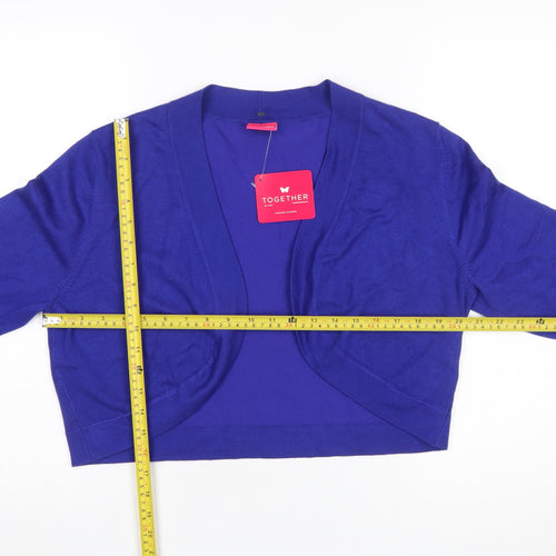 Together Women's Blue 3/4 Sleeve Viscose Cardigan Size 18