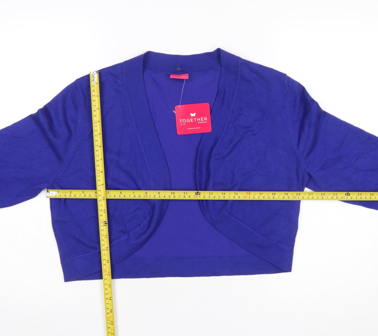 Together Women's Blue 3/4 Sleeve Viscose Cardigan Size 18