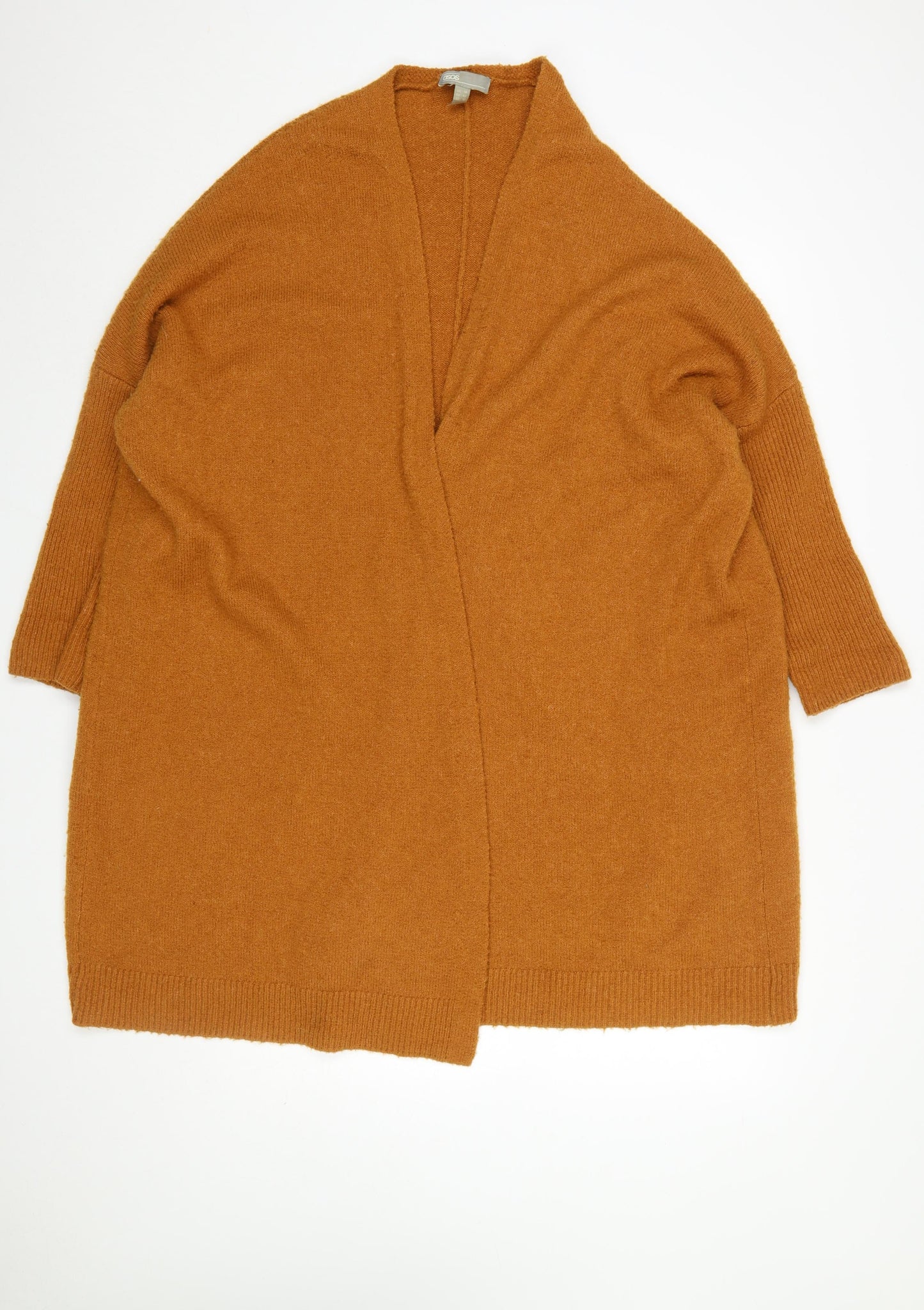 ASOS Women Brown Size 14 Open Knit Relaxed Wool Blend Cardigan