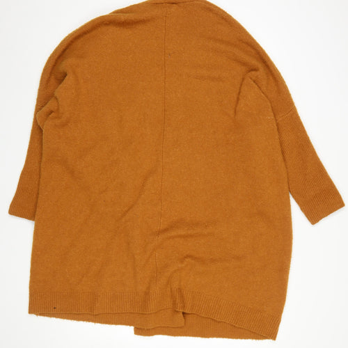 ASOS Women Brown Size 14 Open Knit Relaxed Wool Blend Cardigan