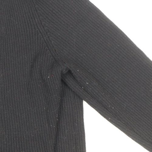 H&M Women’s Black Knit Bodycon Midi Dress Size L Long Sleeve
