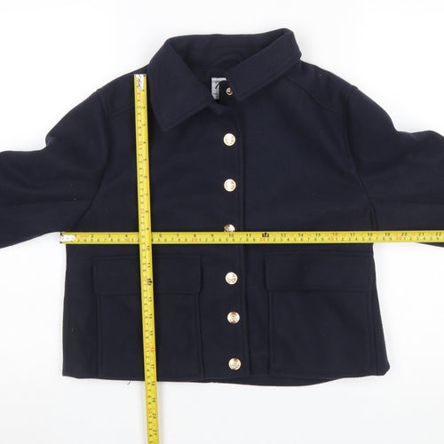 Zara Women’s Blue Cropped Button Jacket Size 8 Polyester Lined