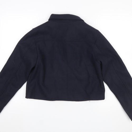Zara Women’s Blue Cropped Button Jacket Size 8 Polyester Lined
