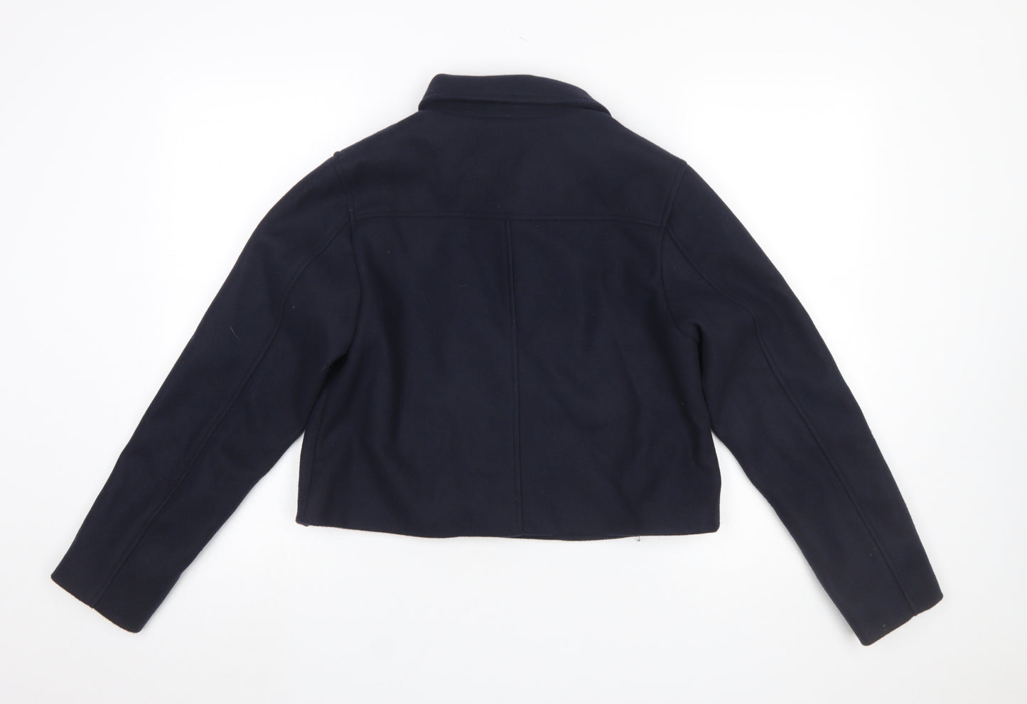 Zara Women’s Blue Cropped Button Jacket Size 8 Polyester Lined