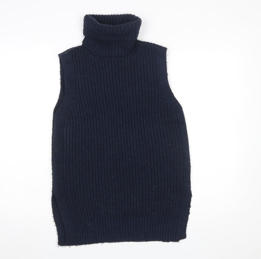 Marks and Spencer Womens Blue Roll Neck Sleeveless Knit Jumper Vest XS